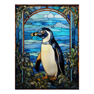 Pinguïn Glas-in-Lood Kust Nautilus Decor Perfect Poster