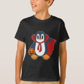 Pinguïn Halloween Pompoen Kaap T-shirt (Voorkant)