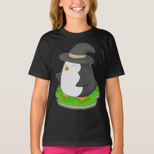 Pinguïn Halloween Witch T-shirt (Voorkant)