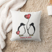 Pinguïn & harten bruiloft kussen (Deken)