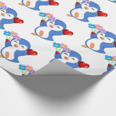 Pinguïn harten van Valentijnsdag Cadeaupapier (Hoek)