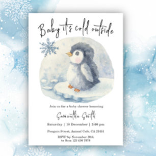 Pinguïn Het is koud buiten Winter Baby Shower Kaart