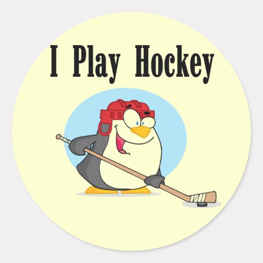 Pinguïn Hockey Tshirts en geschenken Ronde Sticker (Voorkant)