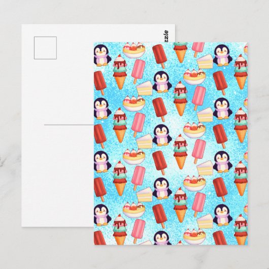 Pinguïn Ice Cream Sweets Briefkaart (Voorkant / Achterkant)