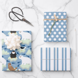 Pinguïn Ijsbeer Zeehond Inpakpapier Set van 3 Vel