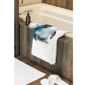 Pinguïn in blauwe waterverf handdoek