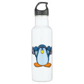 Pinguïn in Bodybuilding met Dumbbells Waterfles (Voorkant)