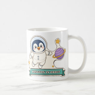 Pinguïn in de baan Schattige Pinguïn Astronaut Koffiemok