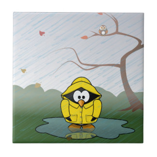 Pinguïn in de regen tegeltje