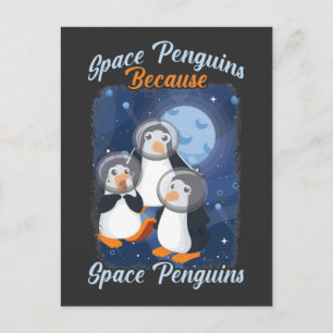 Pinguïn in de ruimte Grappige astronaut Schattig s Briefkaart