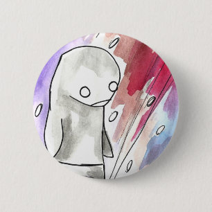 pinguïn in een sneeuw storm ronde button 5,7 cm