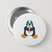Pinguïn in Football Sport Ronde Button 7,6 Cm (Voorkant /achterkant)