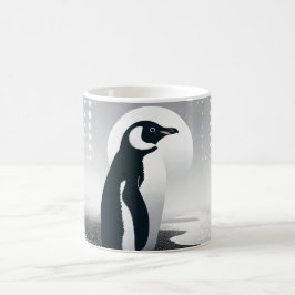 Pinguïn in grijs geometrie cirkel stip strandpatro koffiemok