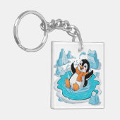 Pinguïn in ijs sleutelhanger (Voorkant Links)