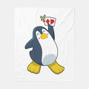 Pinguïn in Poker met pokerkaarten Fleece Deken