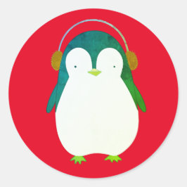 PINGUÏN IN ROOD Klassieke Ronde Sticker