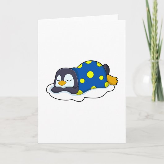 Pinguïn in slaap met knuppel kaart (Voorkant)
