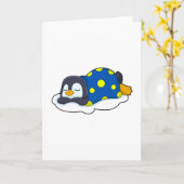 Pinguïn in slaap met knuppel kaart (Gele Bloem)