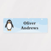 Pinguïn in sneeuw naamlabels voor kinderopvang of  labels (Design 2)