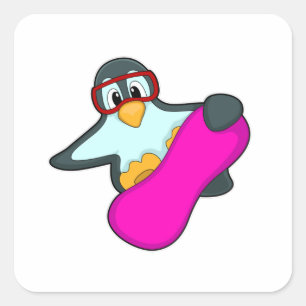 Pinguïn in Snowboard Sports & Ski goggles Vierkante Sticker