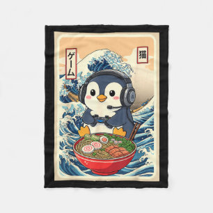 Pinguïn Kawaii Japanse Ramen Noedel Retro Gamen  Fleece Deken