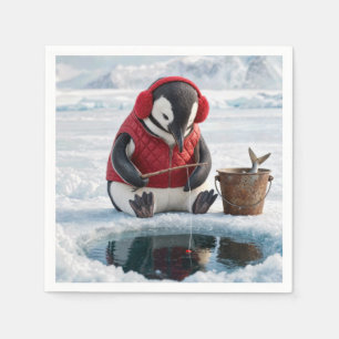 Pinguïn kerst ijsvissen op een Arctische gletsjer Servet