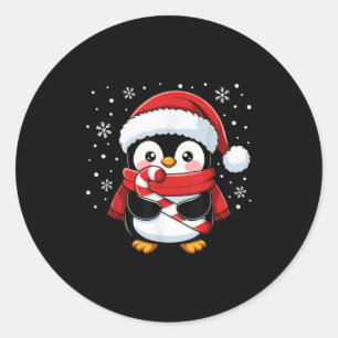 Pinguïn Kerst Kerststok Winter Peuter Meisje B Ronde Sticker
