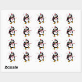 Pinguïn Kerst stickers: VAN EN NAAR Ronde Sticker (Vel)