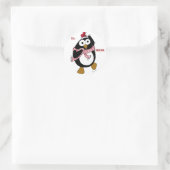Pinguïn Kerst stickers: VAN EN NAAR Ronde Sticker (Tas)