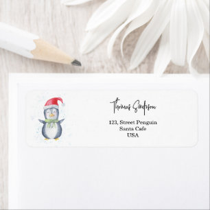 Pinguïn Kerstman Etiket