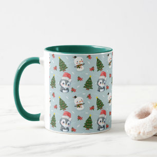 Pinguïn Kerstman Gelukkig Kerstmis boom patroon Mok