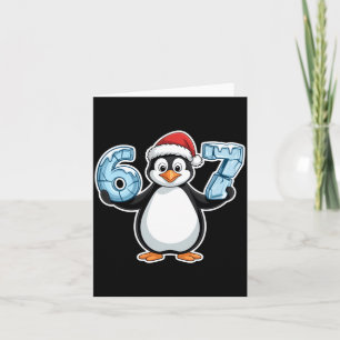 Pinguïn Kerstman Hoed 67 Ijsgetallen Kerst Verjaar Kaart