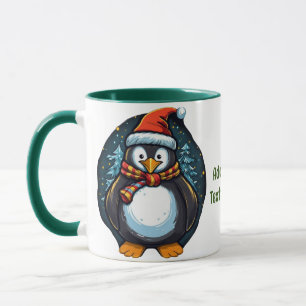 Pinguïn Kerstman Muts Sjaal Kerstmis Familie Match Mok