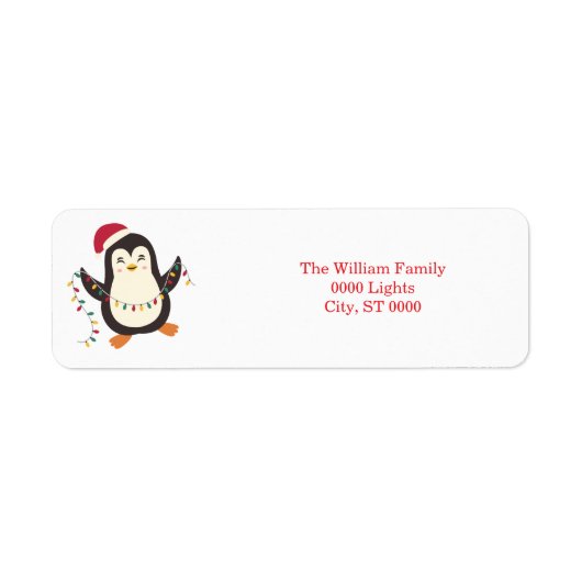 Pinguïn Kerstmis Etiket (Voorkant)