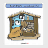 Pinguïn Kerstmis Geboorte Sticker (Vel)