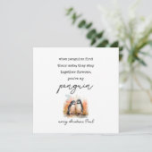 Pinguïn Kerstmis Kaart Man Vrouw (Staand voorkant)