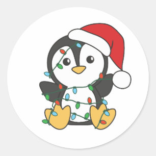 Pinguïn Kerstmis Winter Dieren Vakantie Pinguïns Ronde Sticker