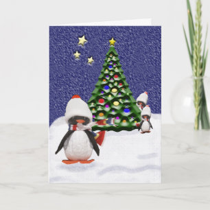 Pinguïn Kerstparadijs Feestdagen Kaart