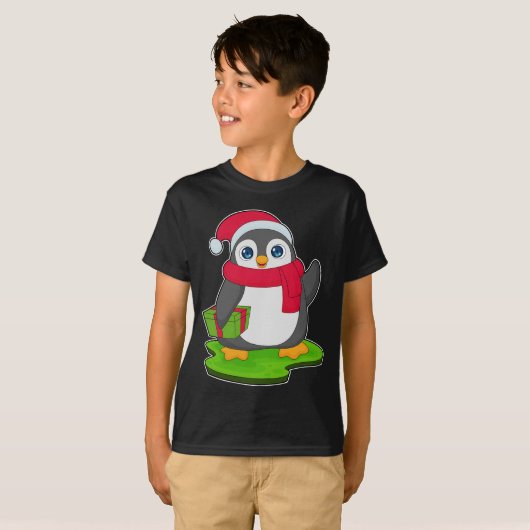 Pinguïn kerstsjaal t-shirt (Voorkant volledig)