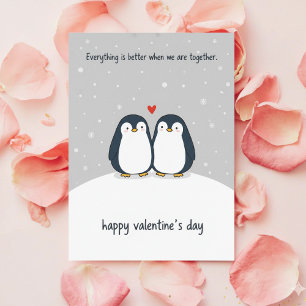 Pinguïn Koppel Liefde Kaart Schattig Valentijnsdag