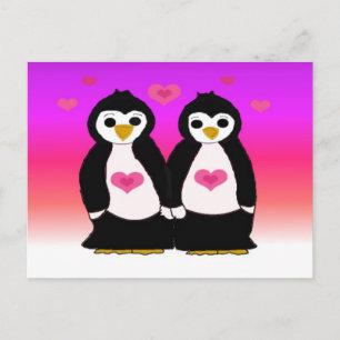 Pinguïn Koppel met Hartjes Briefkaart