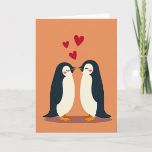 Pinguïn Kus Paar Liefde Kaart