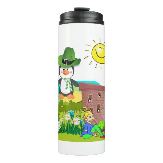 pinguïn leprechaun , de dag van de gelukkige st .  thermosbeker (Voorkant)