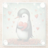 Pinguïn Liefde 1 Glazen Onderzetter (Achterkant)