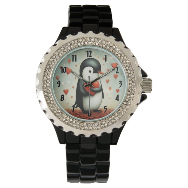 Pinguïn Liefde 1 Horloge (Voorkant)