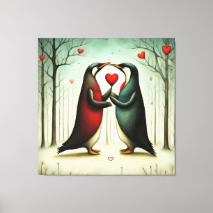 Pinguïn Liefde 2 Canvas Afdruk