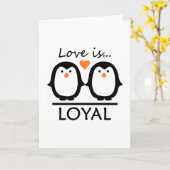 Pinguïn Liefde Kaart (Gele Bloem)