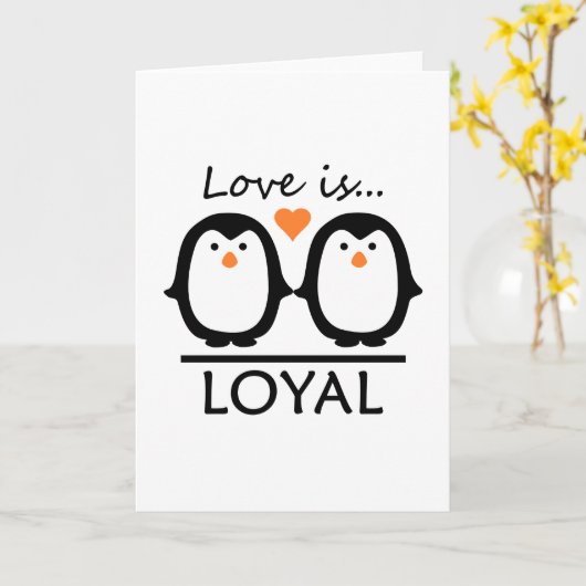 Pinguïn Liefde Kaart (Gele Bloem)