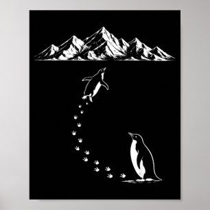 Pinguïn loopt alleen naar bergen nihilist vogel poster