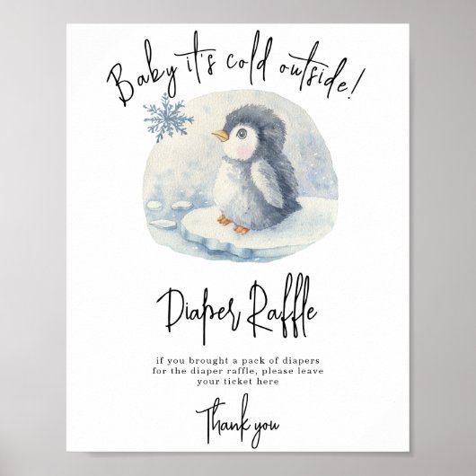 Pinguïn - Luier Raffle spel Poster (Voorkant)